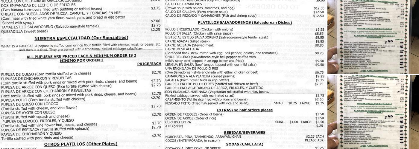 Los Cocos Menu