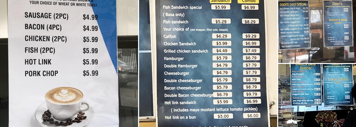 Dixon’s Menu