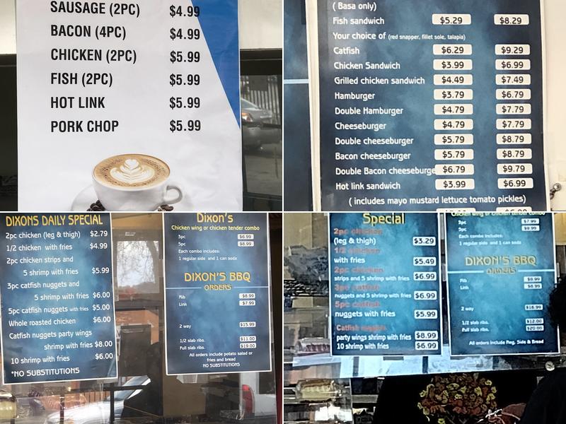 Dixon’s Menu