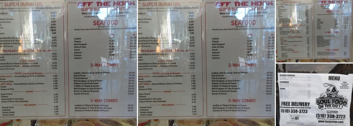 Off the Hook Seafood & Super Burritos Menu