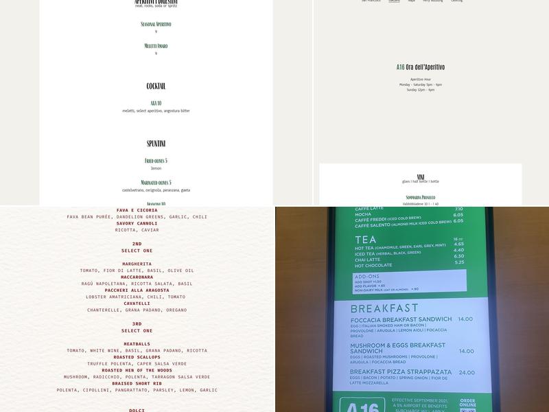 A16 Menu