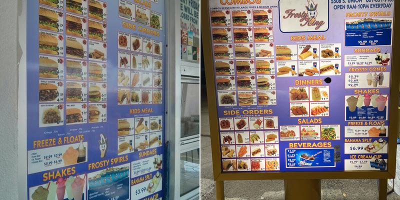 Lancaster Frosty King Menu