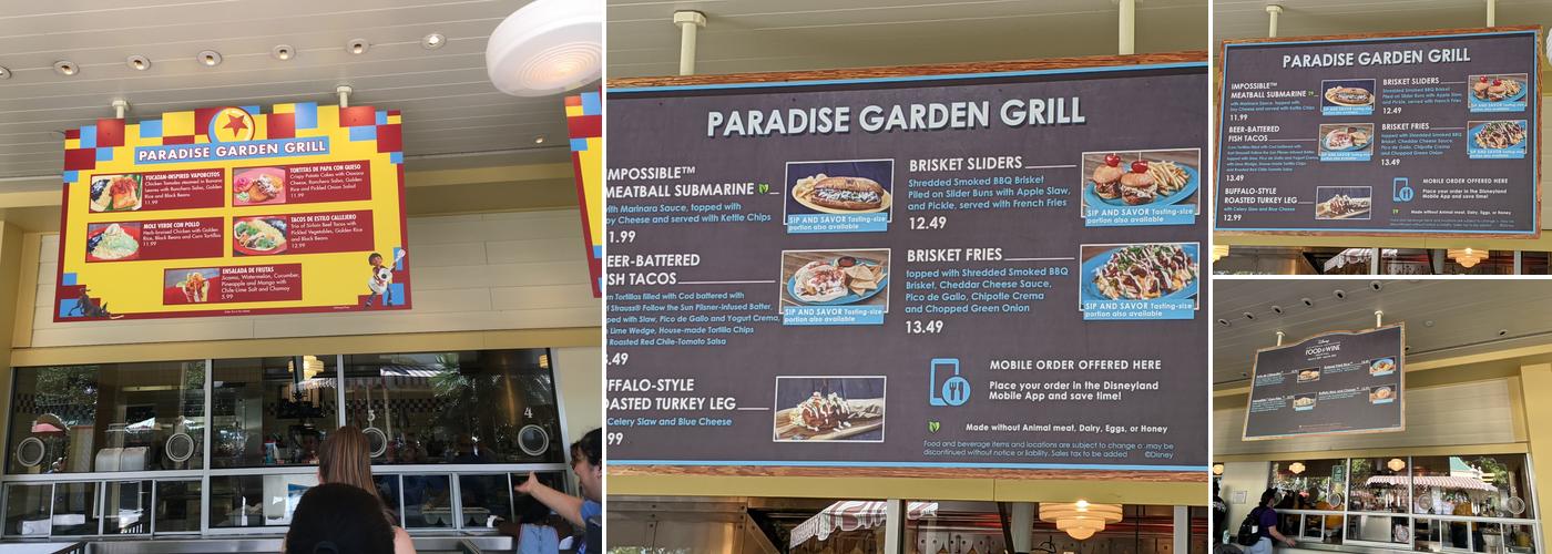 Paradise Garden Grill Menu