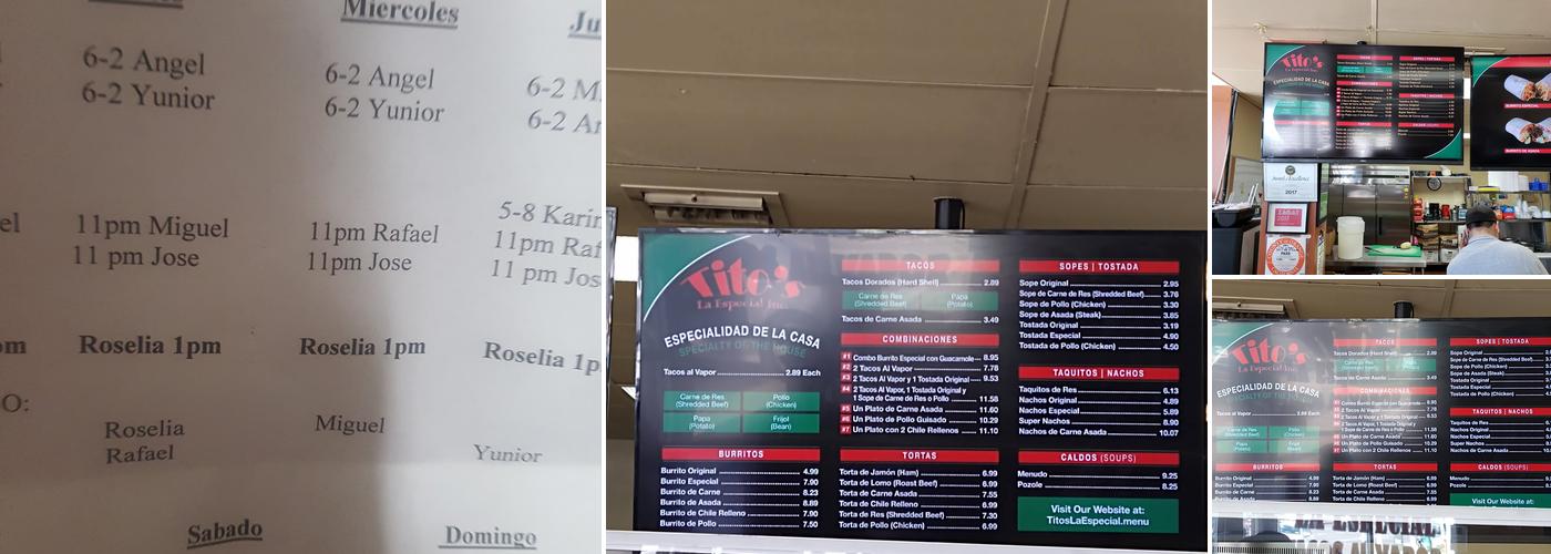 Tito's La Especial Menu