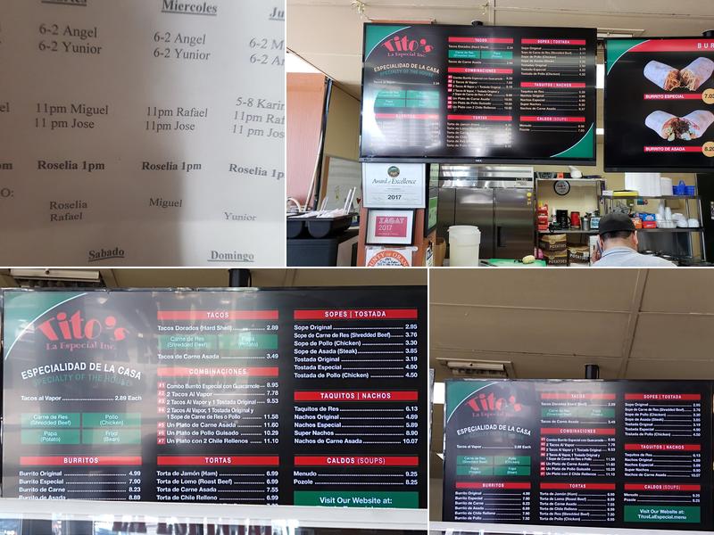Tito's La Especial Menu