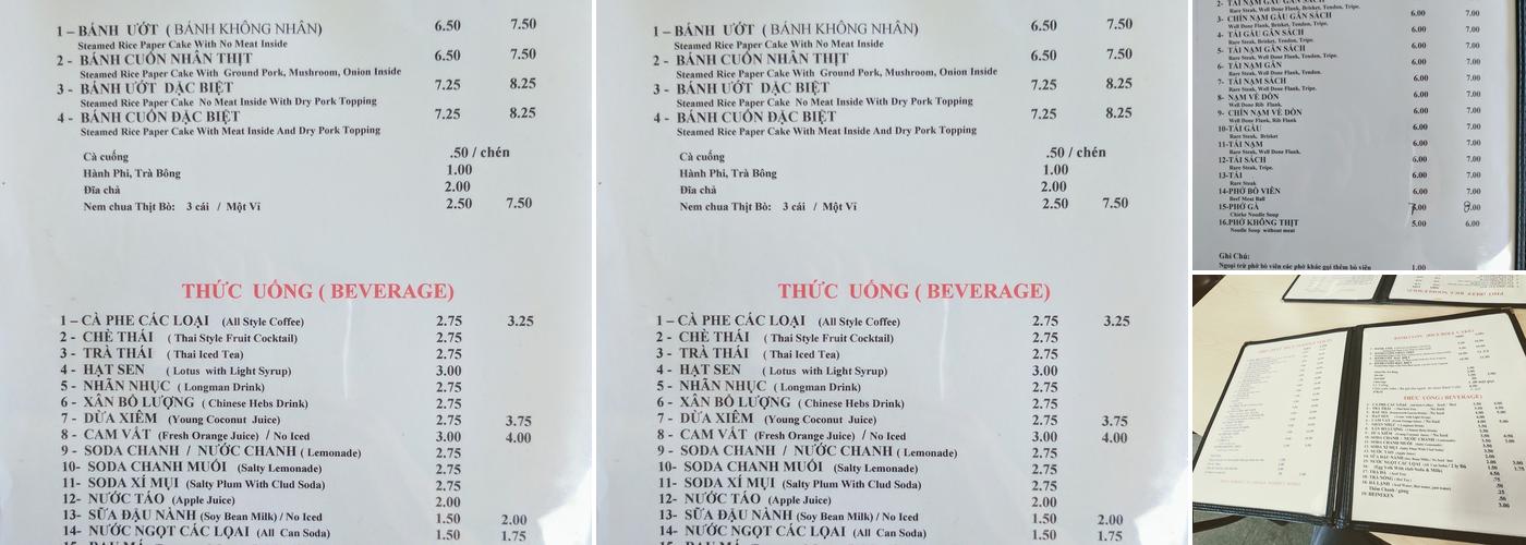 Pho Tau Bay Ltt Restaurant Menu