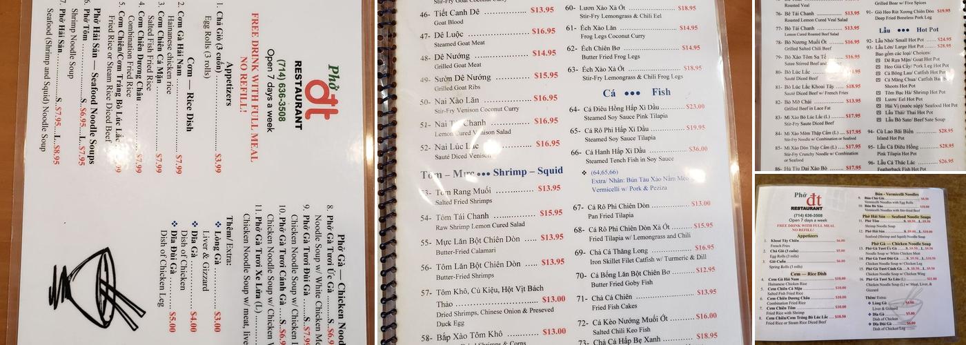 Dinh Thieng Restaurant Menu