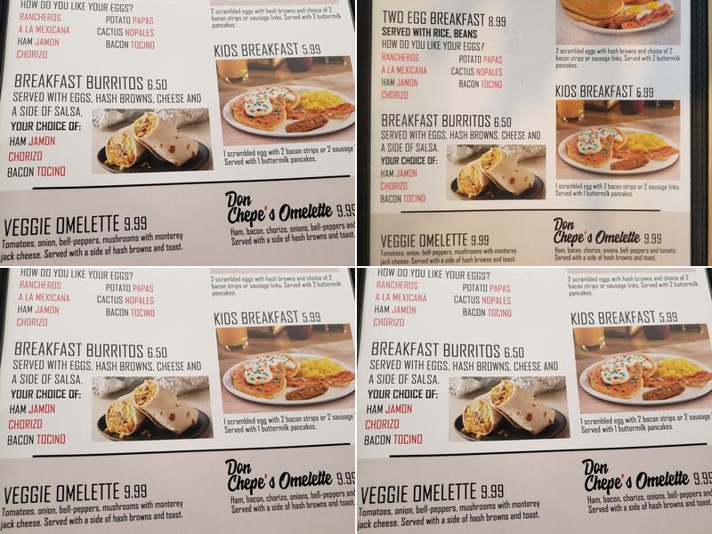 Don Chepe's Mexican Food Menu