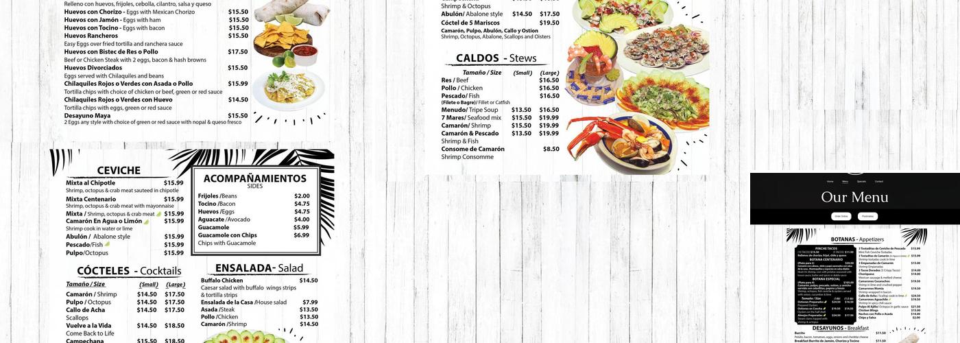 EL CENTENARIO GRILL Y SEAFOOD Menu