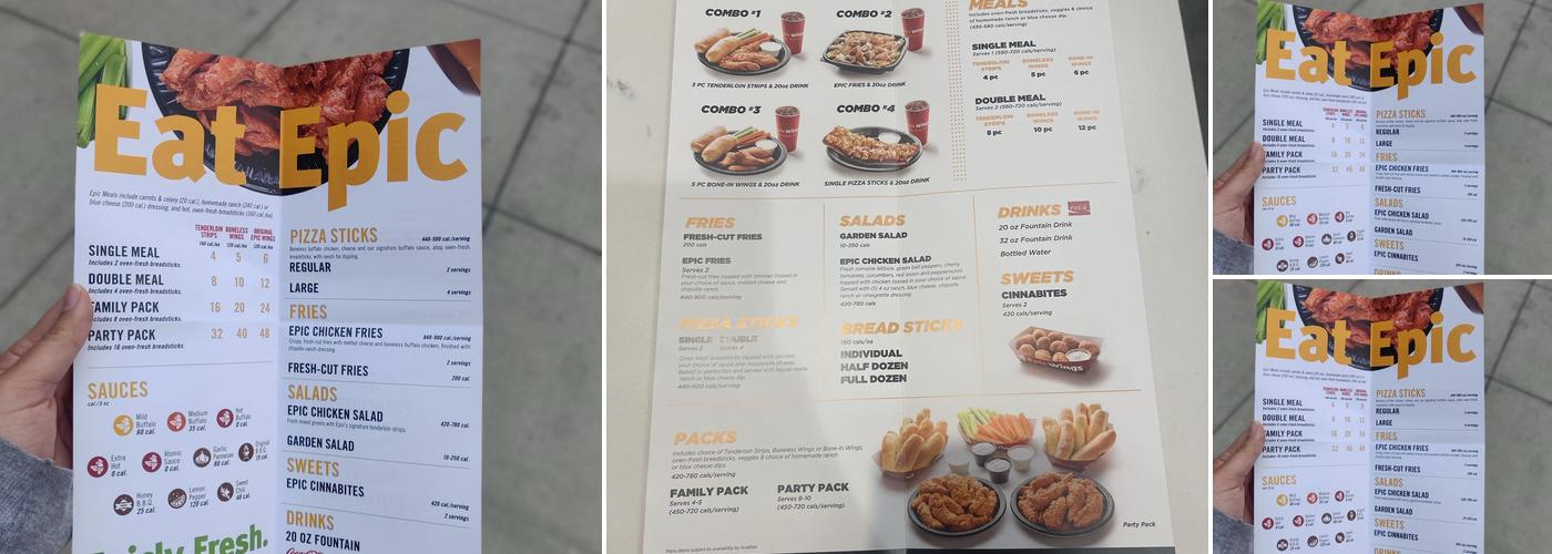 Epic Wings Menu