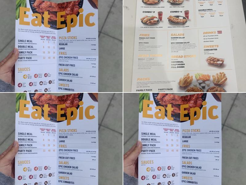 Epic Wings Menu