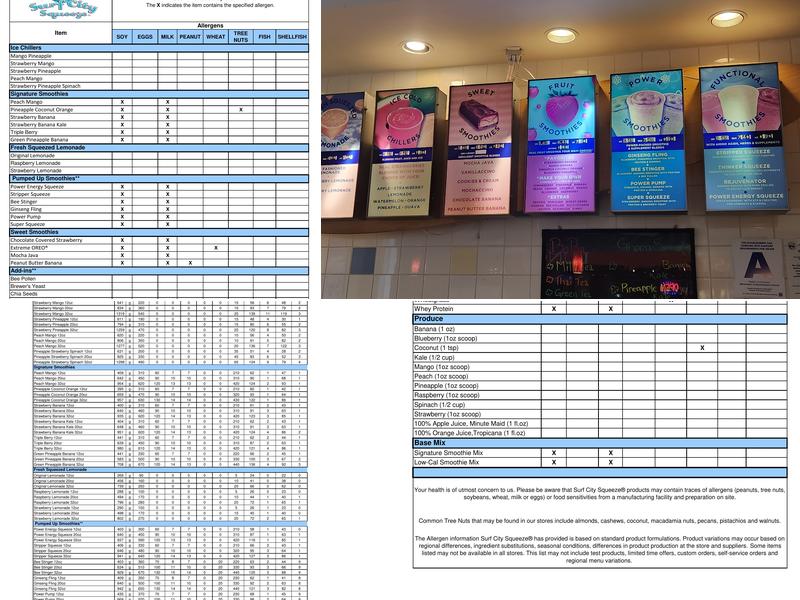 Surf City Squeeze Menu