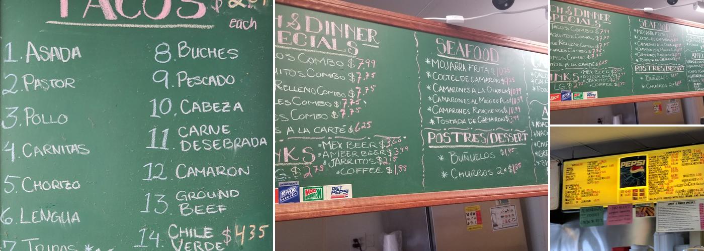 Ranchito Tacos Al Carbon Menu