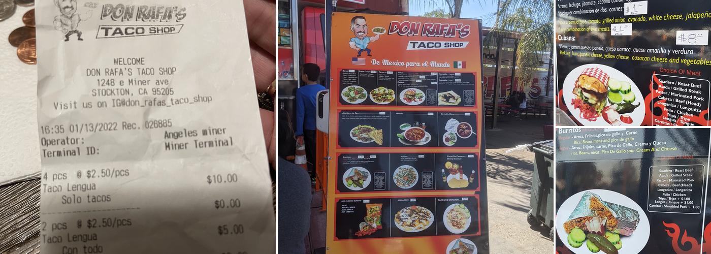 Don Rafa's Taco Shop Menu