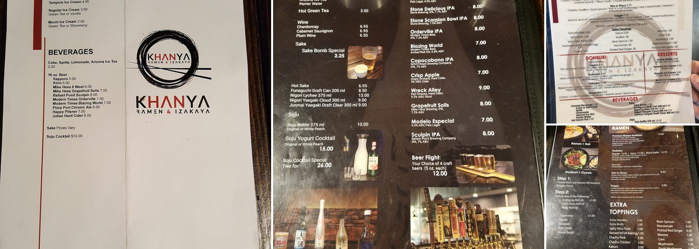 Khanya Ramen And Sushi Menu