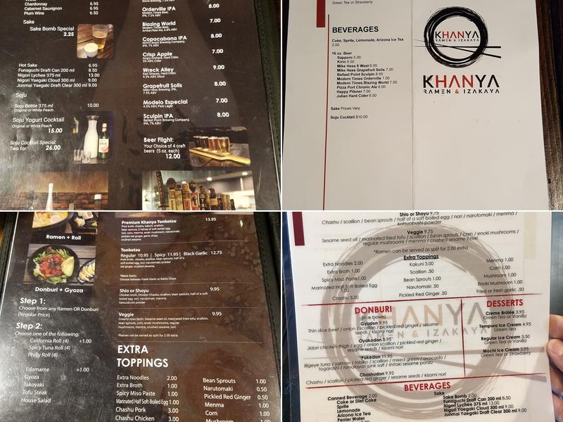 Khanya Ramen And Sushi Menu