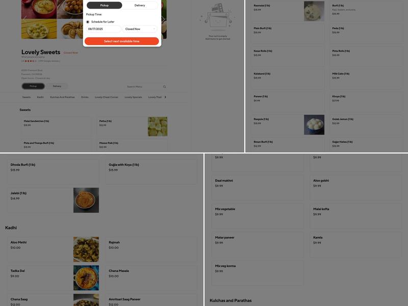 Lovely Sweets & Snacks Menu