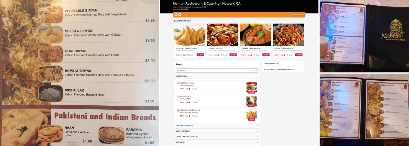 Mehran Restaurant & Catering Menu