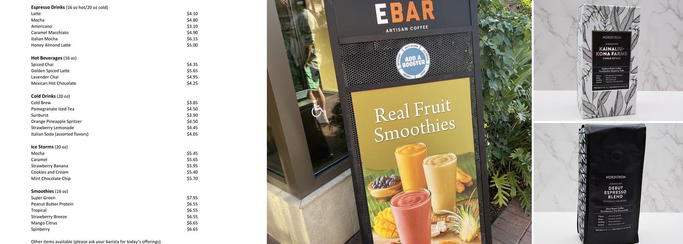 Nordstrom Ebar Artisan Coffee Menu