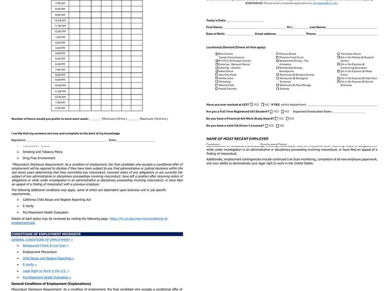 UCI Dining Services Menu