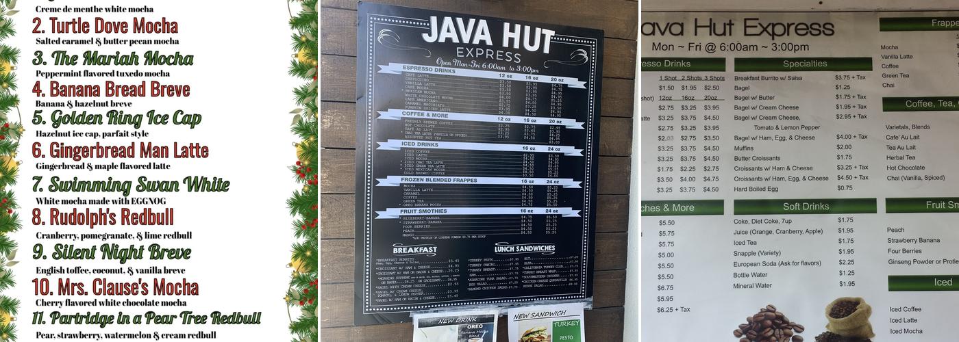 Java Hut Express Menu