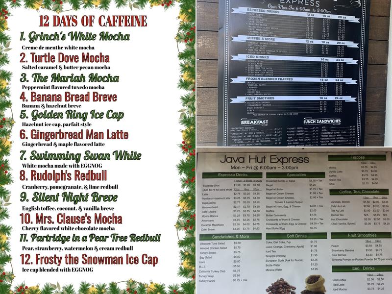 Java Hut Express Menu