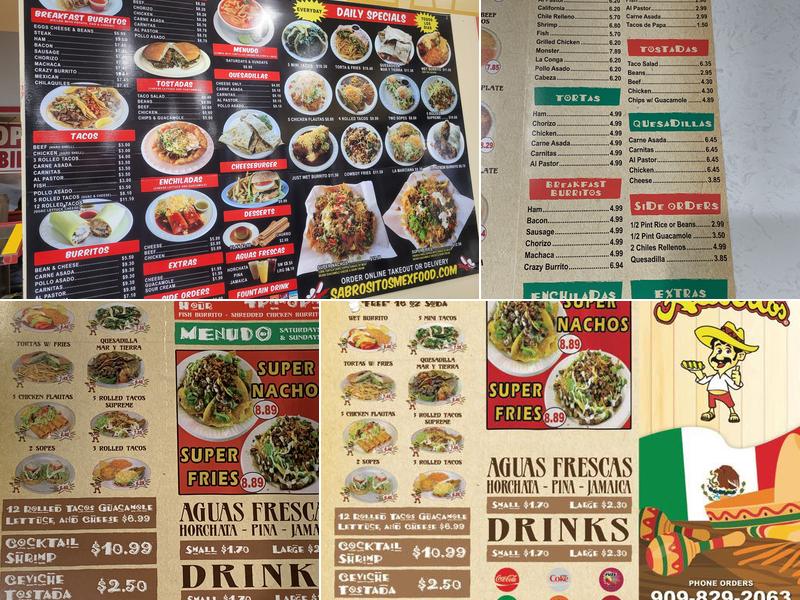 Sabrositos Mexican Food Menu