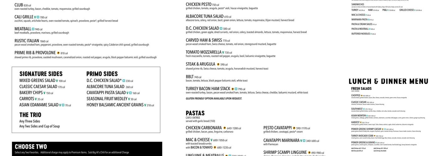 Corner Bakery Menu