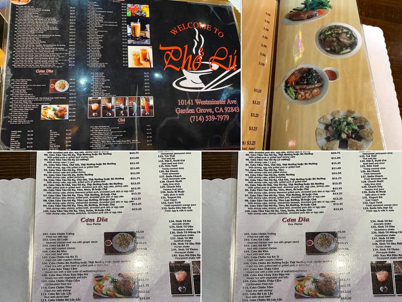 Phở Lú Menu