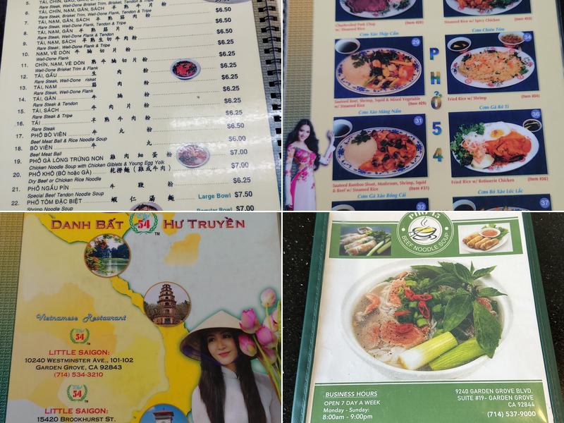 Phở 54 Restaurant Menu