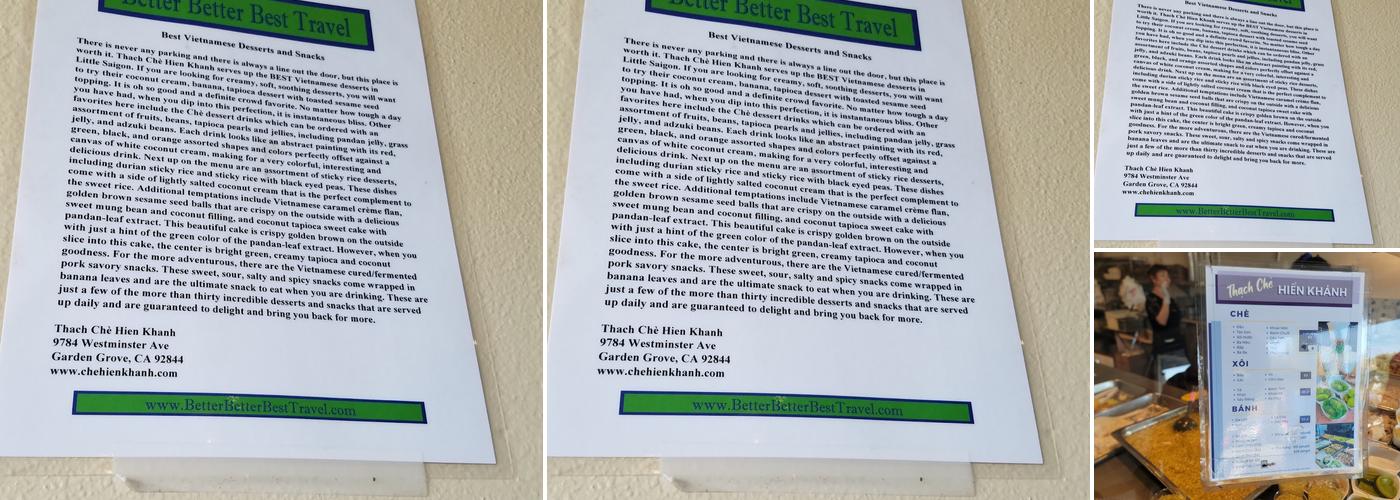 Thạch Chè Hiển Khánh Menu