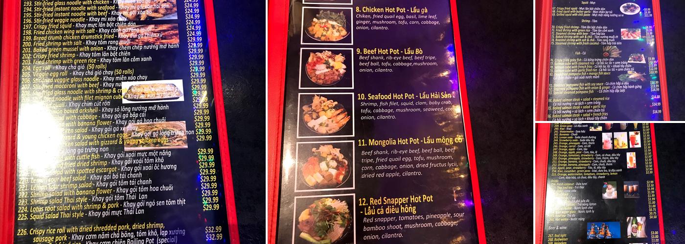 The Hot Restaurant Menu