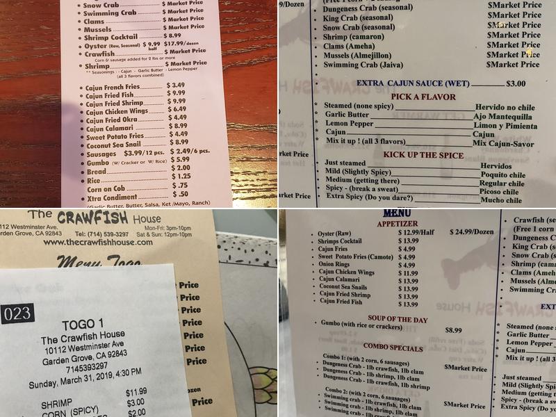 The Crawfish House Menu