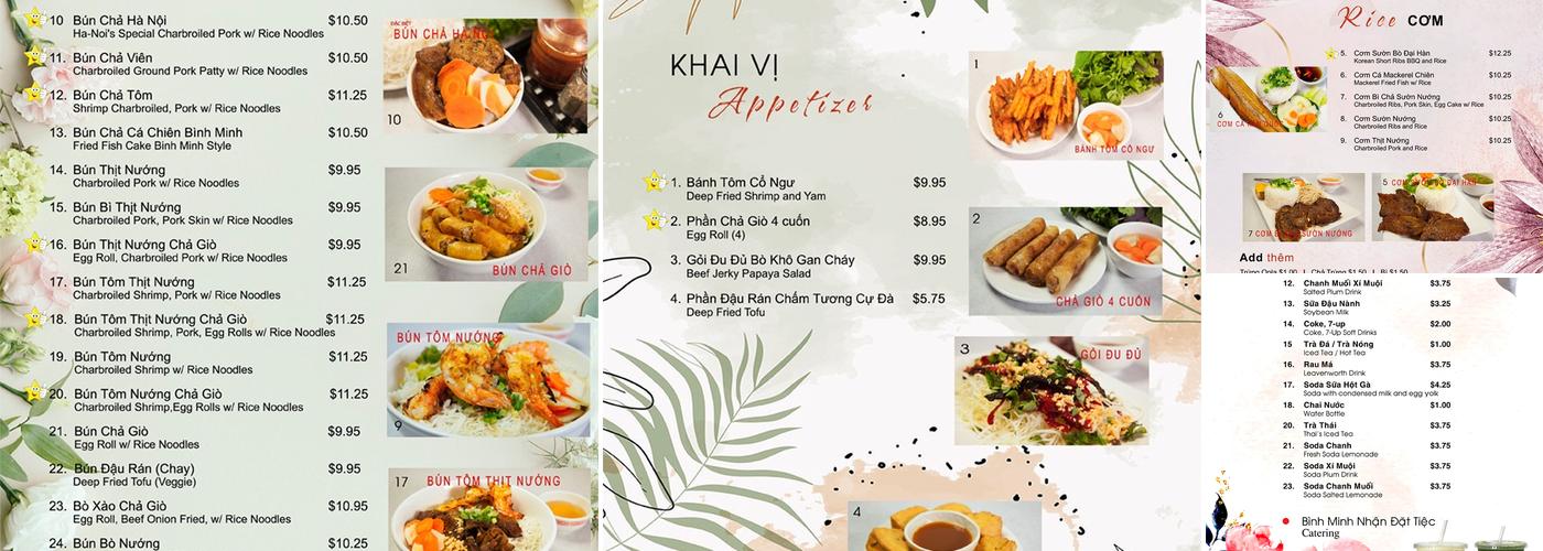 Bình Minh Restaurant Menu