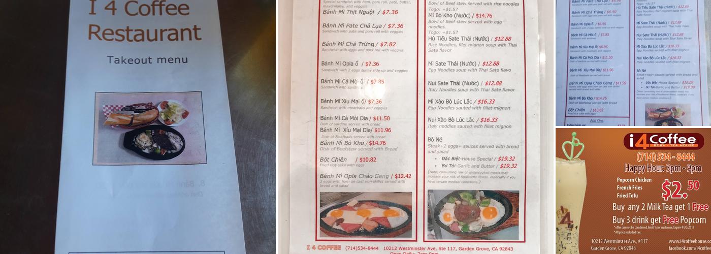 I4 Coffee Restaurant Menu
