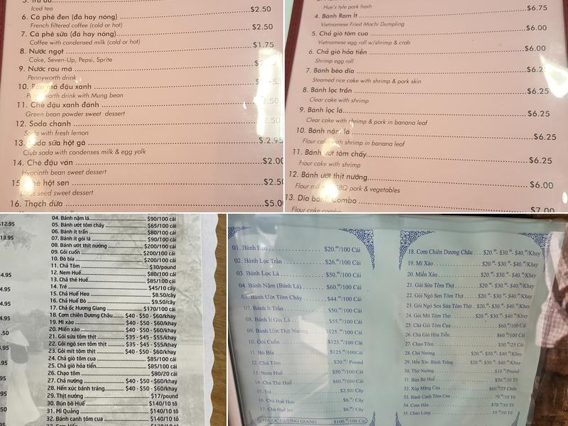 Hương Giang Restaurant Menu