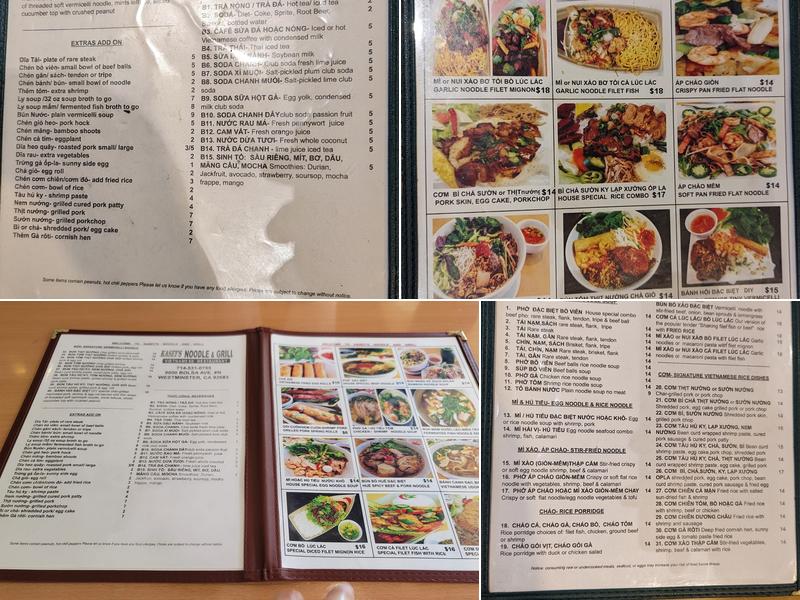 Kasey's Noodle & Grill Menu