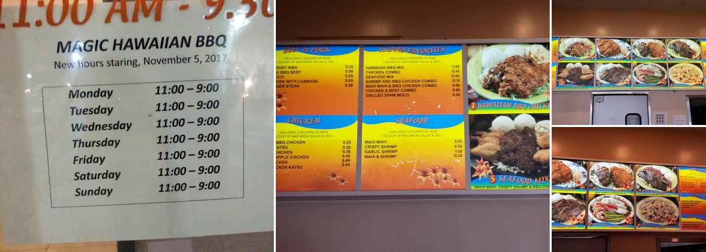 Magic Hawaiian Barbeque Menu