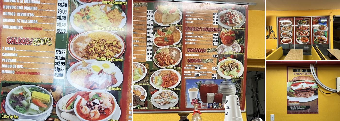 Tacos y Mariscos La Gloria Menu