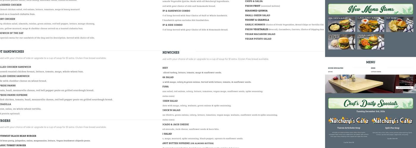 Natcheryl's Cafe Menu