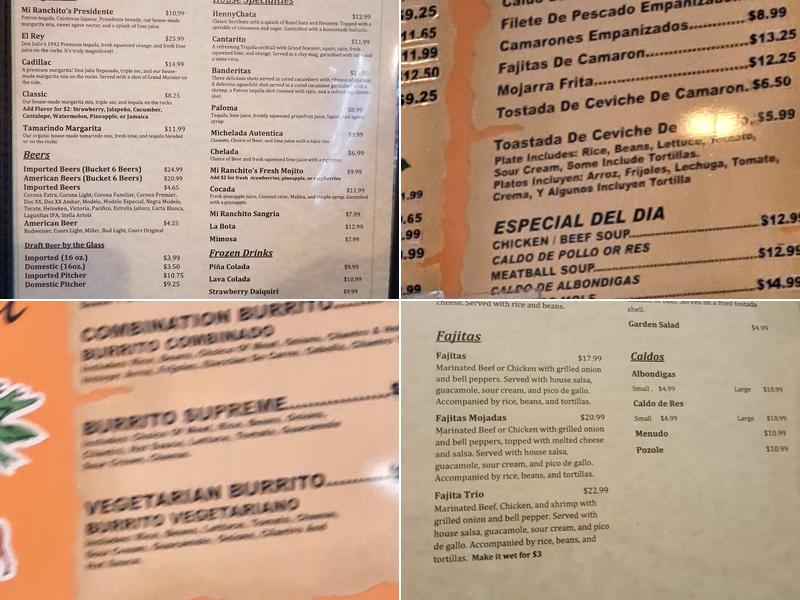 Mi Ranchito Mexican Bar And Grill Menu