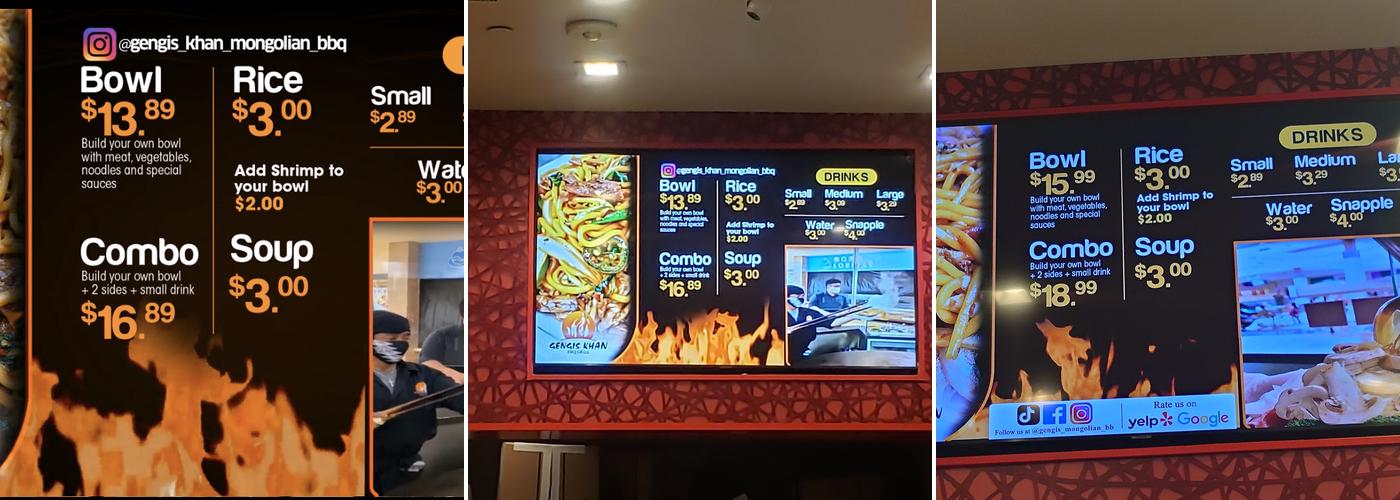 Gengis Khan Menu