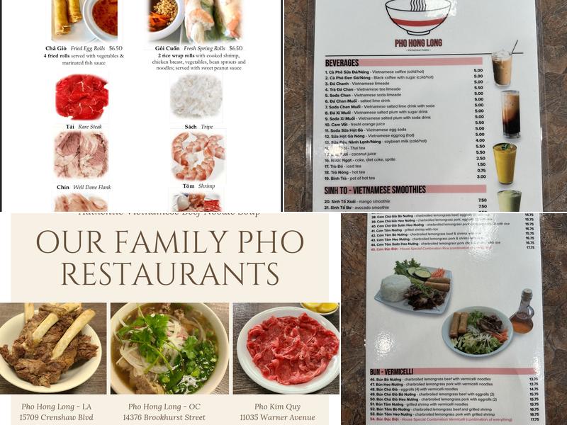 Pho Hong Long Menu