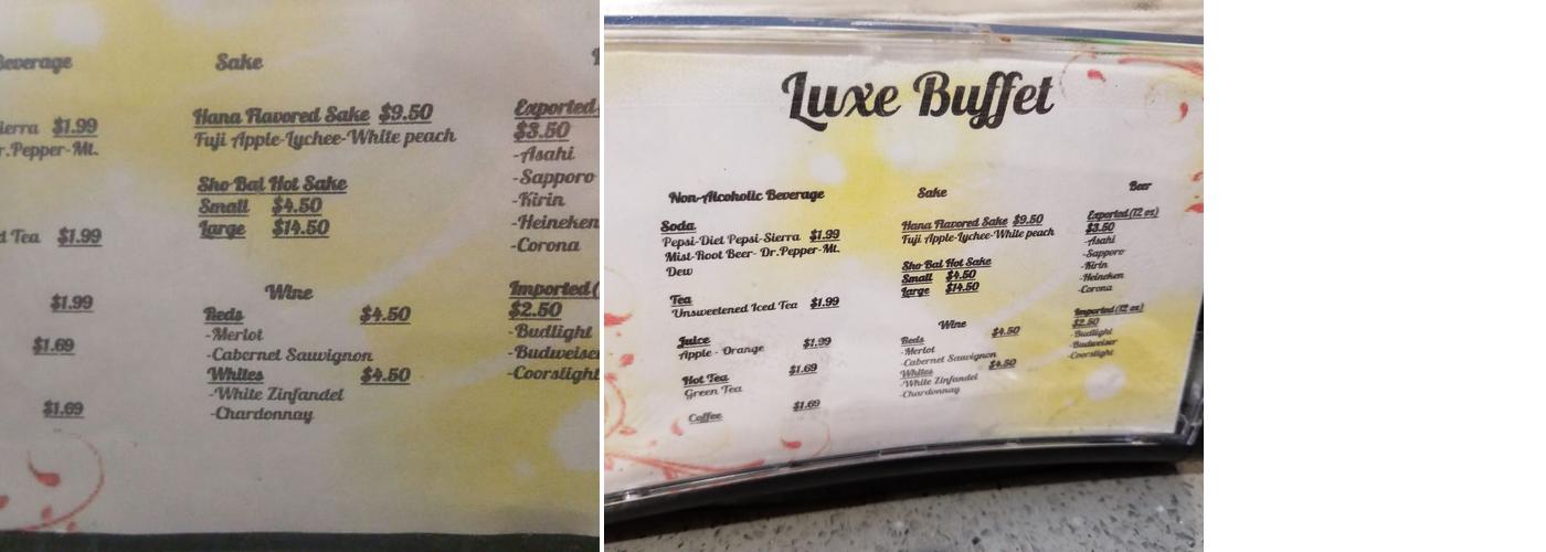Luxe Buffet Menu
