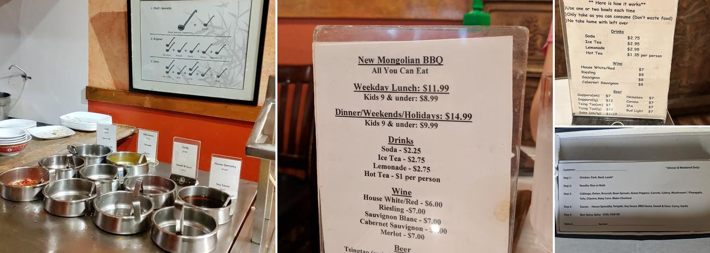 New Mongolian BBQ Menu
