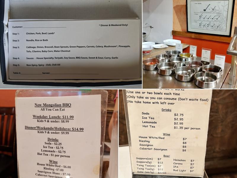 New Mongolian BBQ Menu