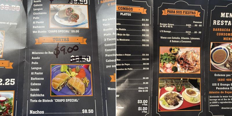 Mendez Restaurant Menu