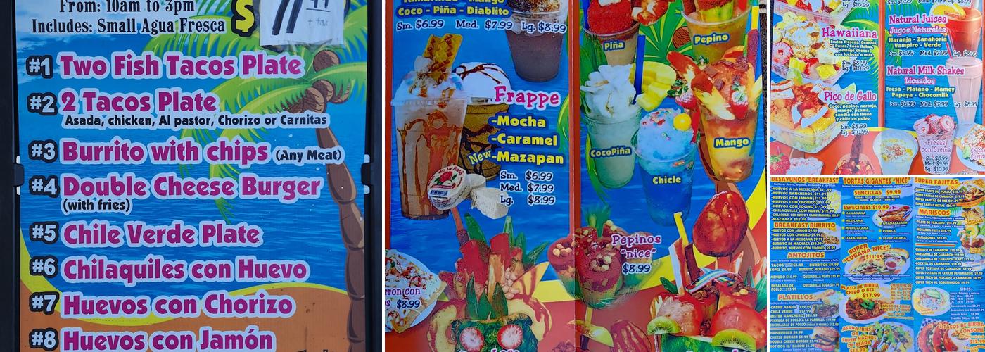 Tortas & Bionicos Nice Placentia Menu