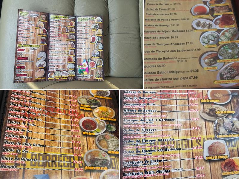 El Borrego Sagrado Barbacoa Restaurant Menu