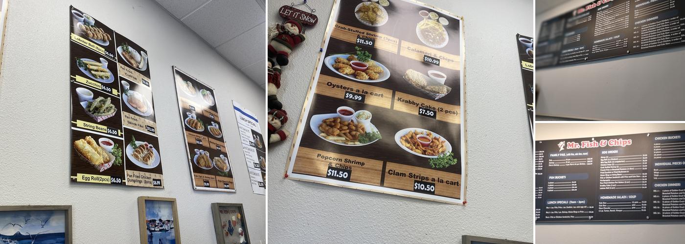 Mr Fish & Chips Menu
